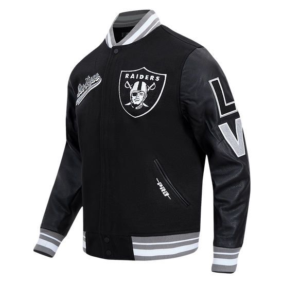 Las Vegas Raiders Script Tail Rib Wool Varsity Jacket