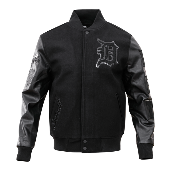 Detroit Tigers Triple Black Logo Varsity Jacket LDT632573