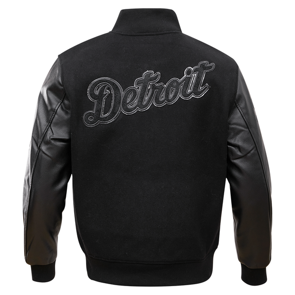 Detroit Tigers Triple Black Logo Varsity Jacket LDT632573